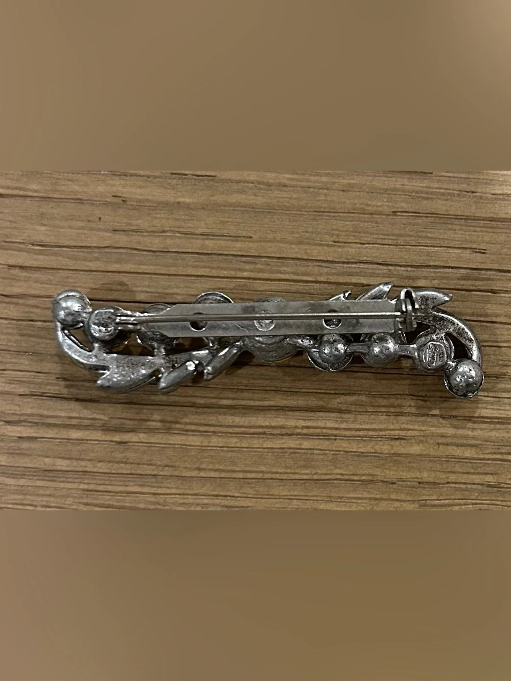 Rhinestone Silver-Tone Brooch Pin